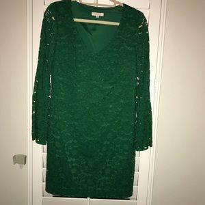 Trina Turk Green Lace Bell Sleeve Dress (S)